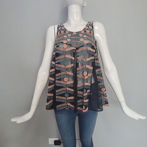 Anthropologie Akemi and Kin Kalila Embroidered Mesh Tank, GUC, Size M